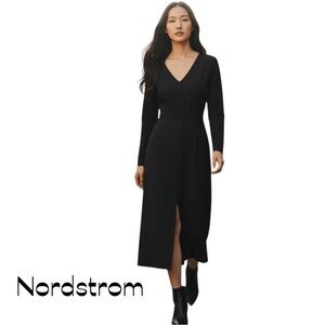 Nordstrom Black Long Sleeve Midi Dress NWT Size S